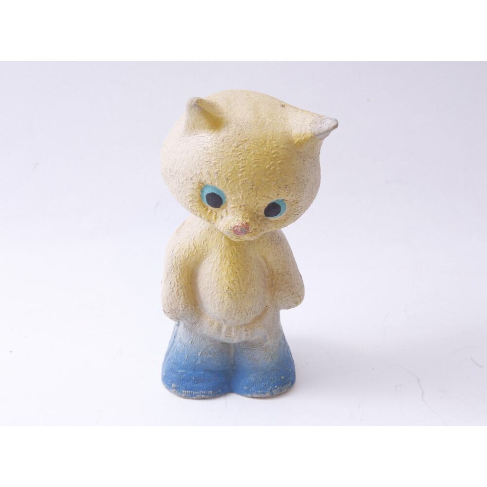 Kitten, Yellow Blue, Standing, Looking Down, Soviet, USSR, Rubber, Squeaky